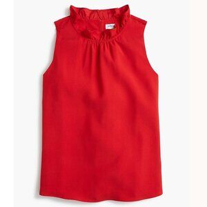 J Crew Sleeveless Ruffleneck Satin Crepe Blouse Top